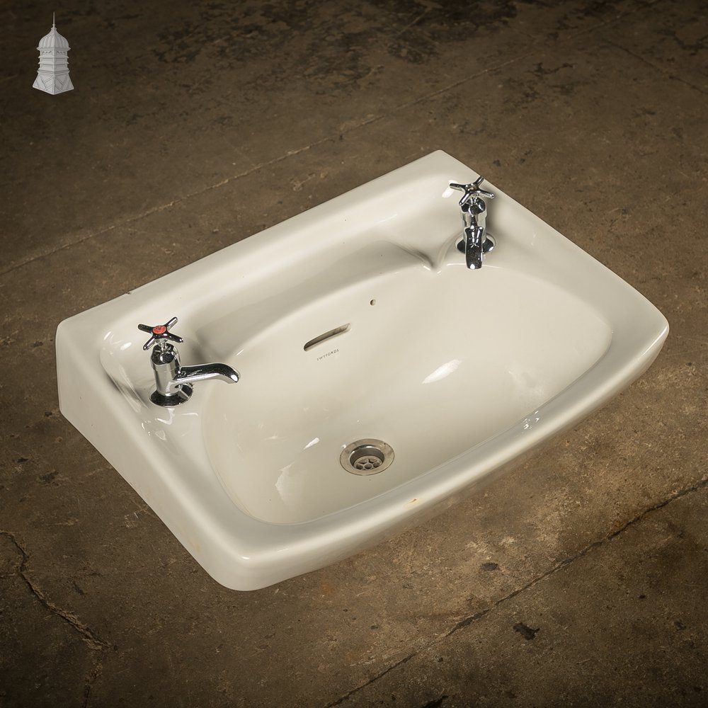 Vintage Twyfords Wall-Hung Basin with Chrome Pillar Taps