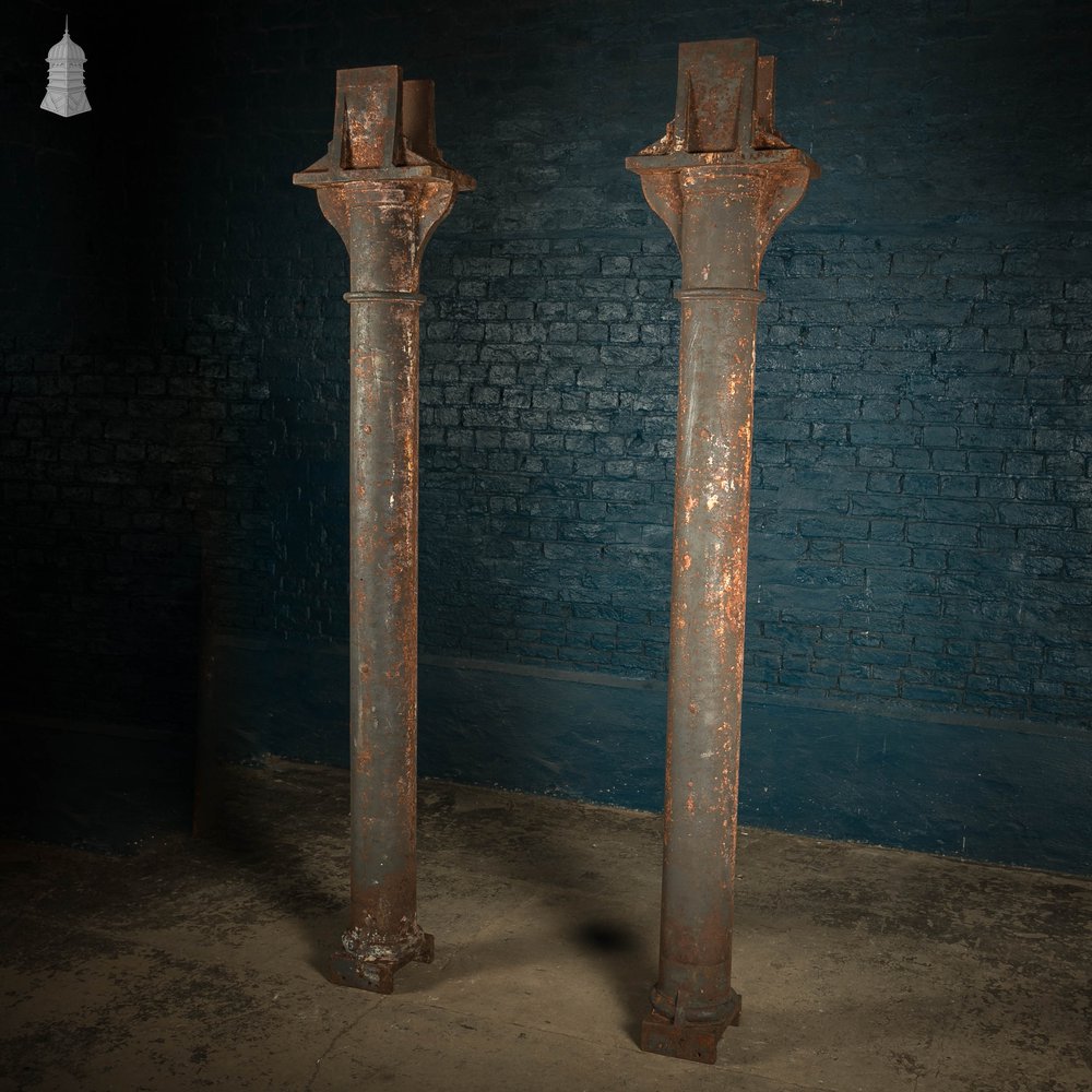 Cast Iron Columns, 8ft Pair