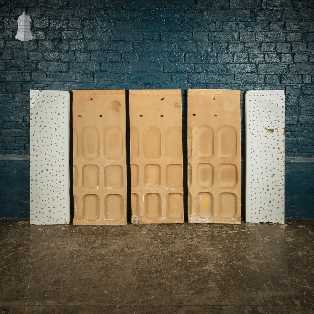 Reclaimed slab urinal backsplash and end panels, white glazed