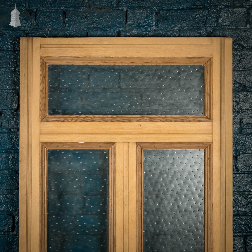 Glazed Pine Door, 5 Panel Textured Glass