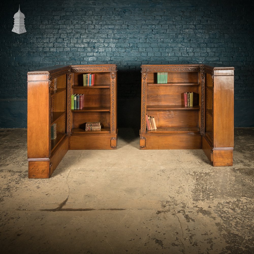 Corner Bookcases, Pair