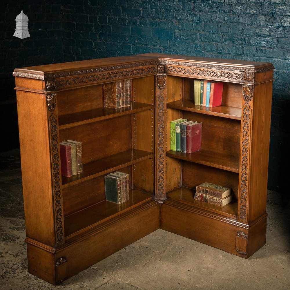 Corner Bookcases, Pair