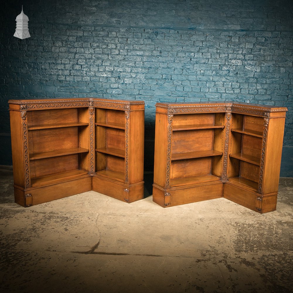 Corner Bookcases, Pair