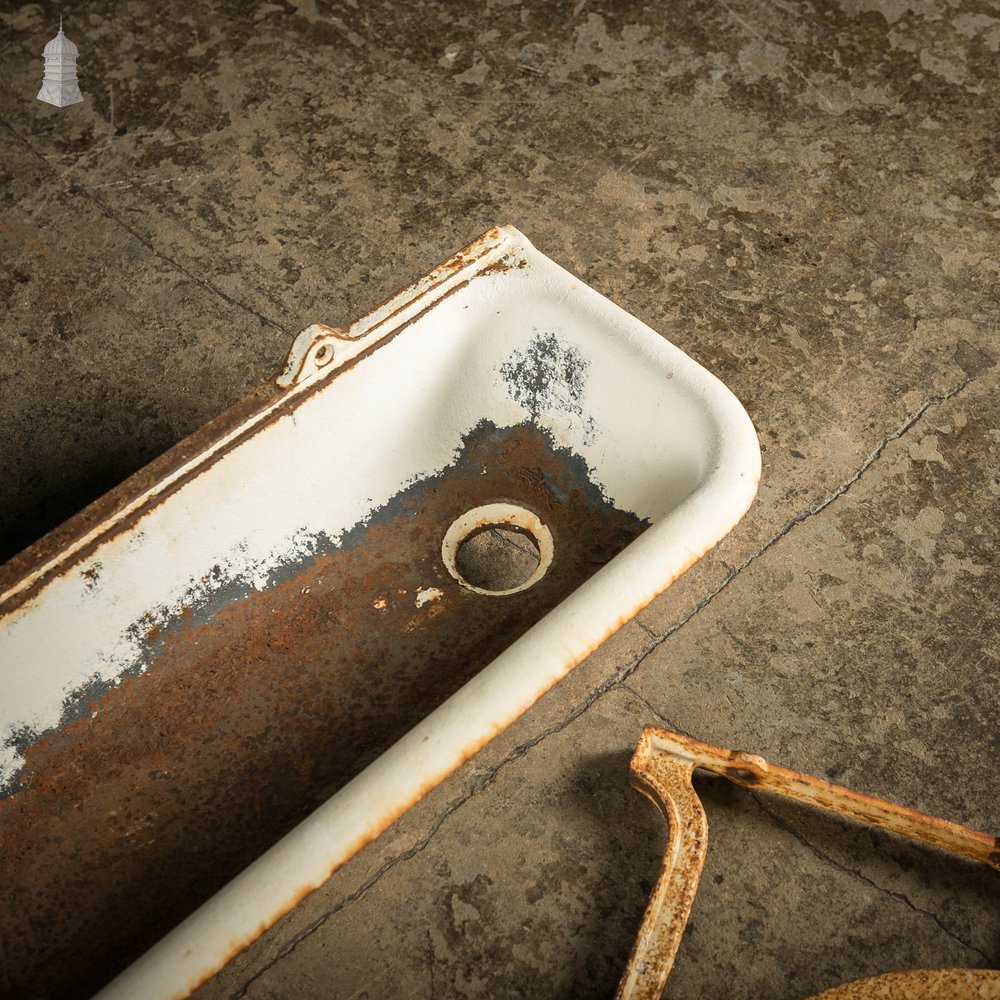 Trough Sink, 19th C Cast Iron with 4 Wall Brackets