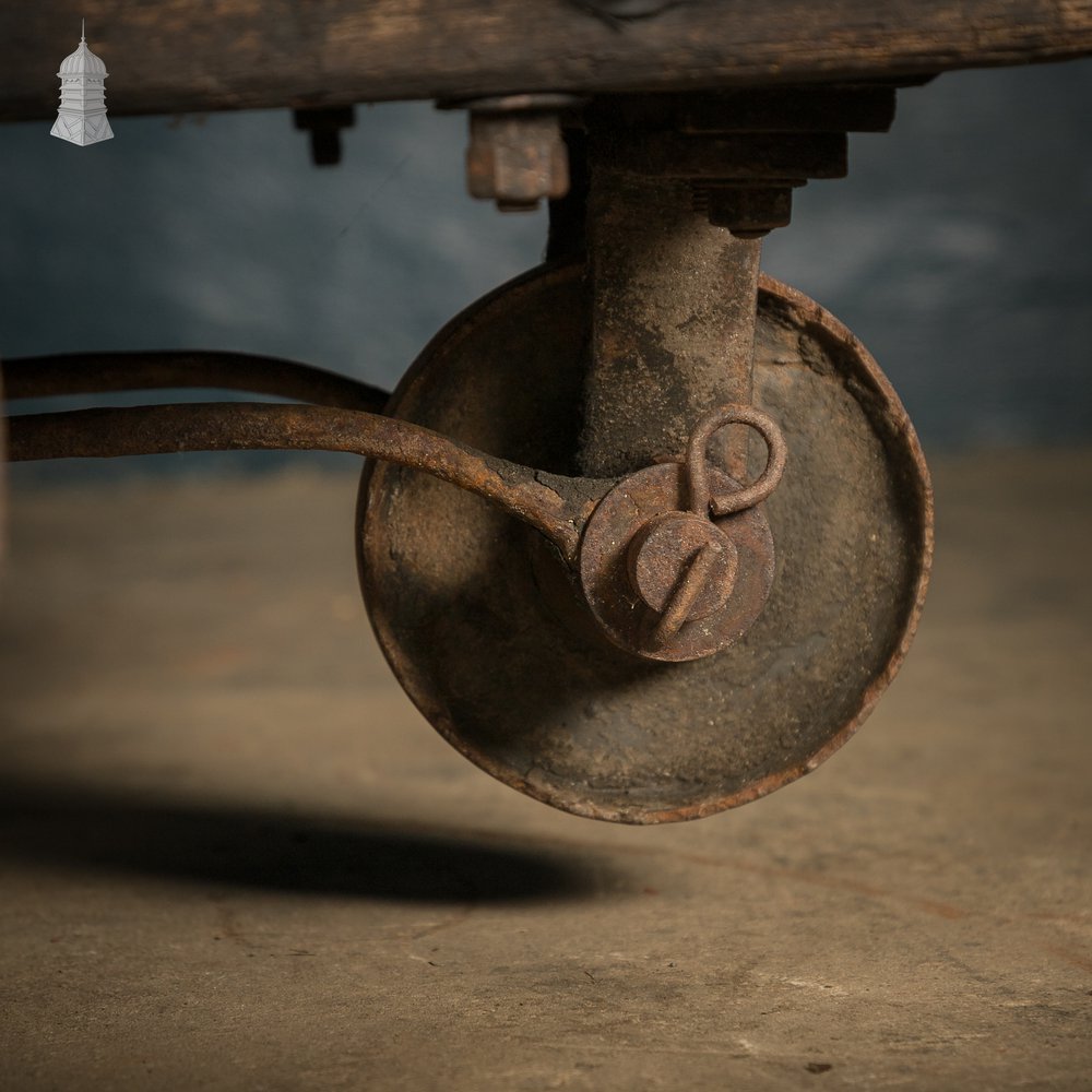 Wooden Factory Cart, Rustic Industrial Trolley