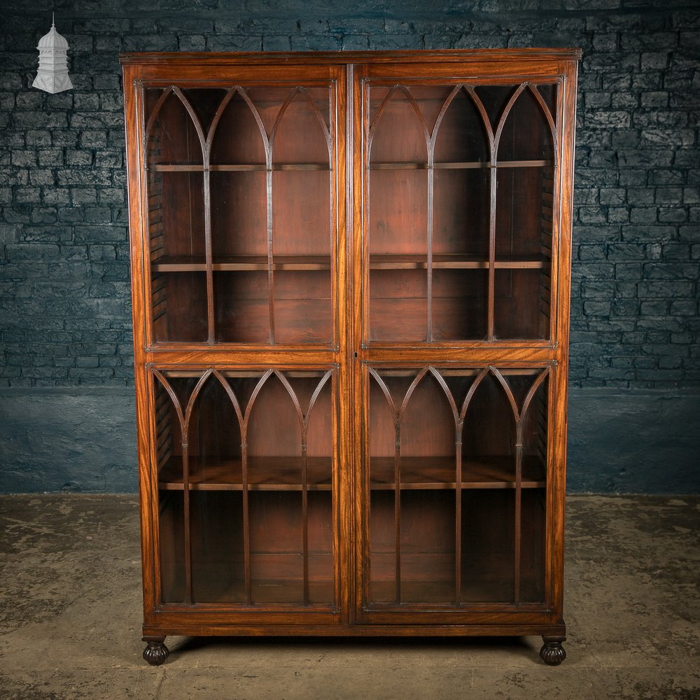 Gothic Glazed Bookcase, Mahogany, William IV c1840