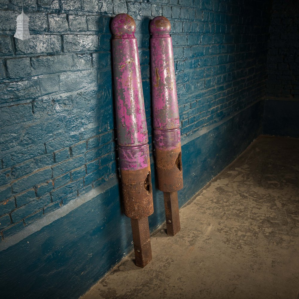 'Gunner' Street Bollarda, Pair, Reclaimed Cast Iron Bollards