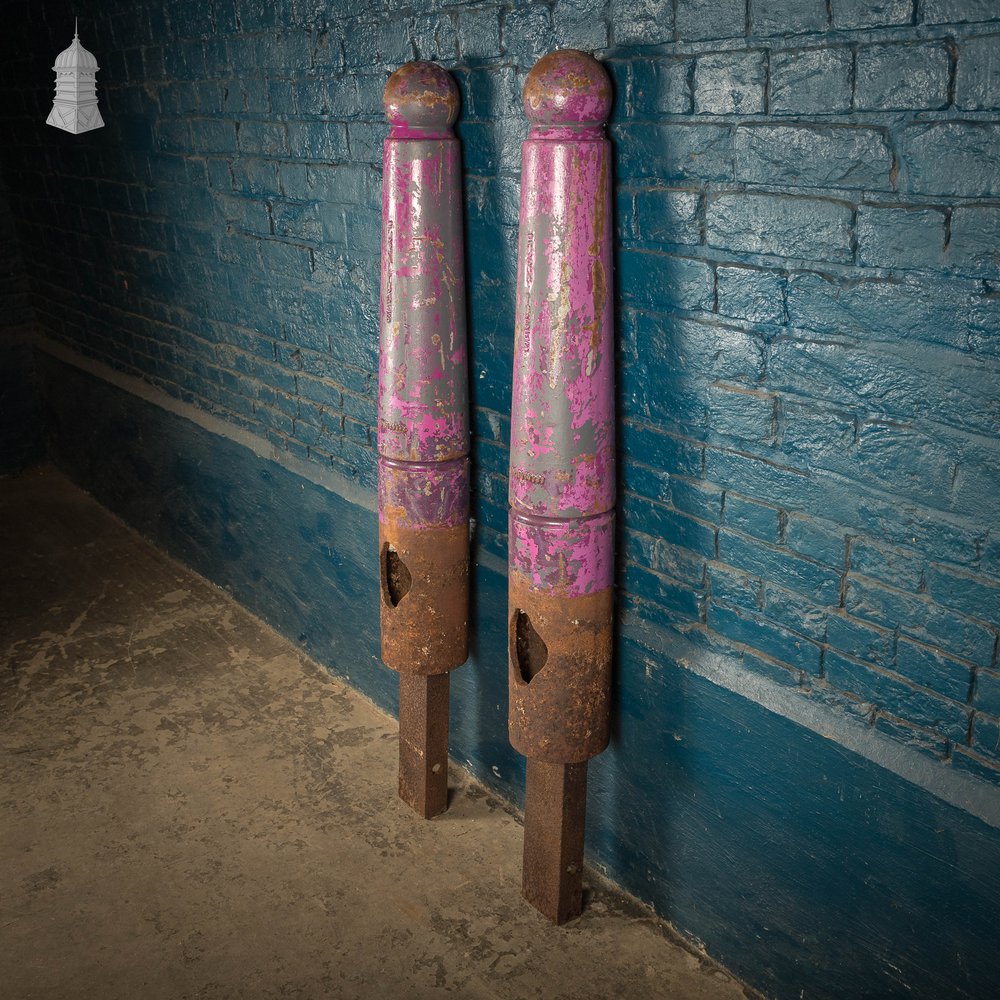 'Gunner' Street Bollarda, Pair, Reclaimed Cast Iron Bollards