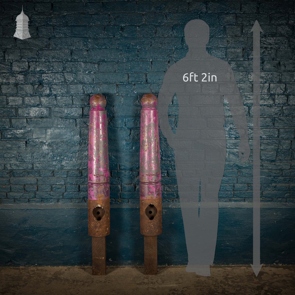 'Gunner' Street Bollarda, Pair, Reclaimed Cast Iron Bollards