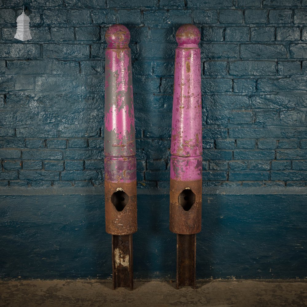 'Gunner' Street Bollarda, Pair, Reclaimed Cast Iron Bollards