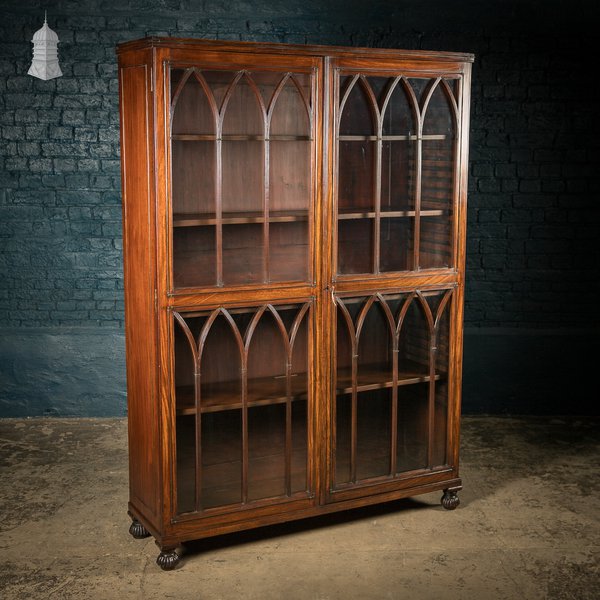 Gothic Glazed Bookcase, Mahogany, William IV c1840