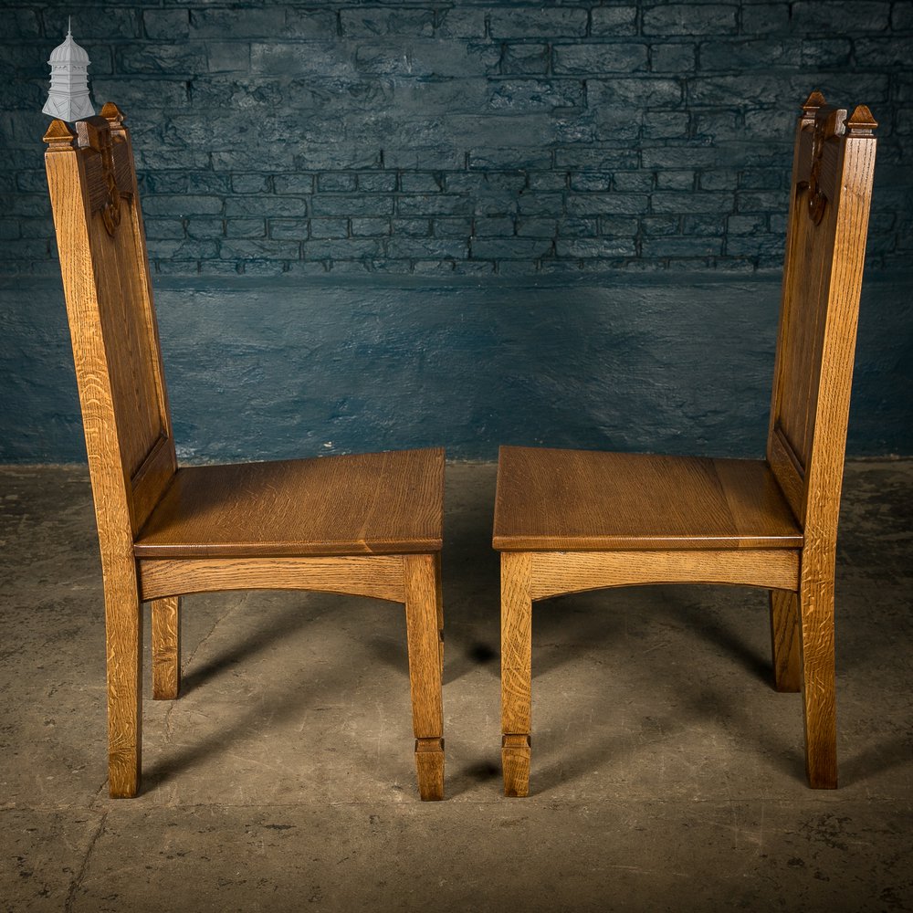 Oak Hallway Chairs, Gothic Revival