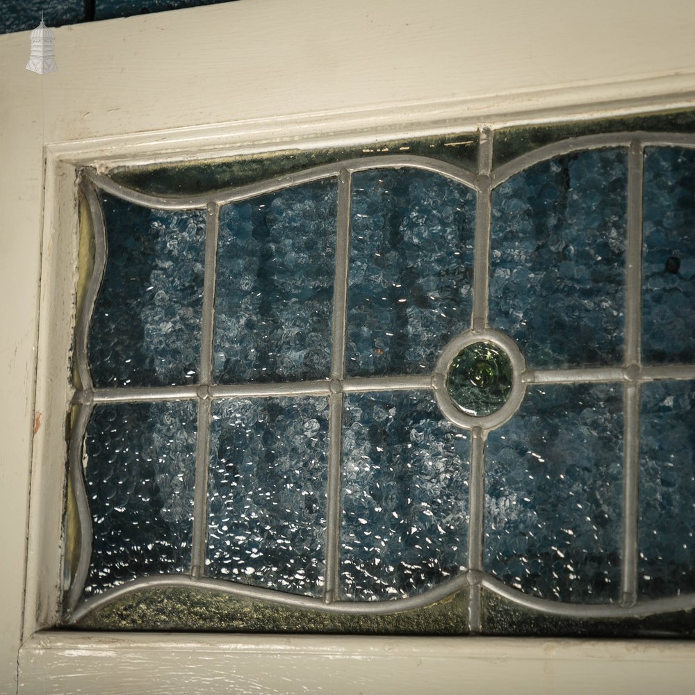 Glazed Pine Door, Victorian Panelled Door with Leaded Glass