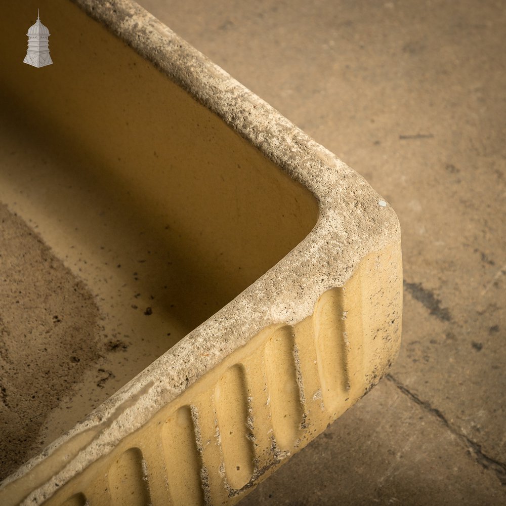 Fluted Trough Planter, Worn Cane Glaze