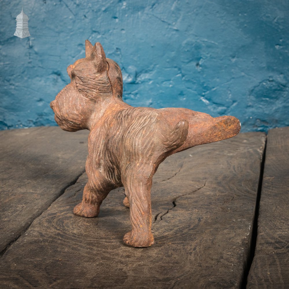 Scottie Dog Doorstop, Vintage Cast Iron, Scottish Terrier with cocked leg