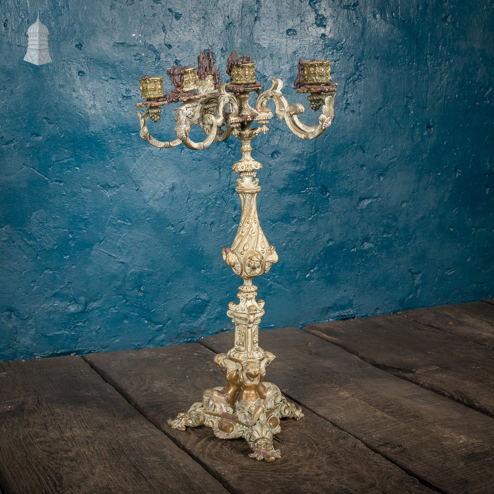 French Brass Candelabra, 19th C