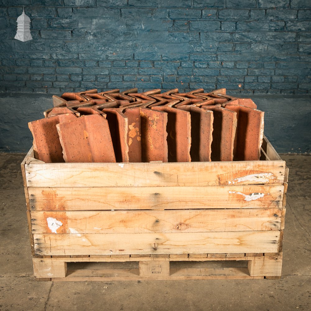 Capped Ridge Tiles, A Batch of 55 Reclaimed Terracotta