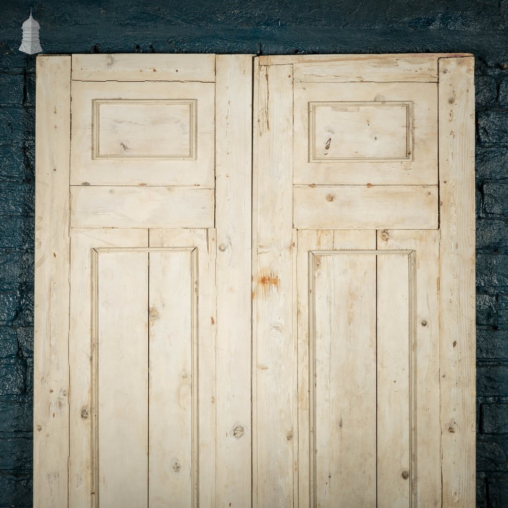 Paneled Double Doors, 3 Panel White Painted Pine