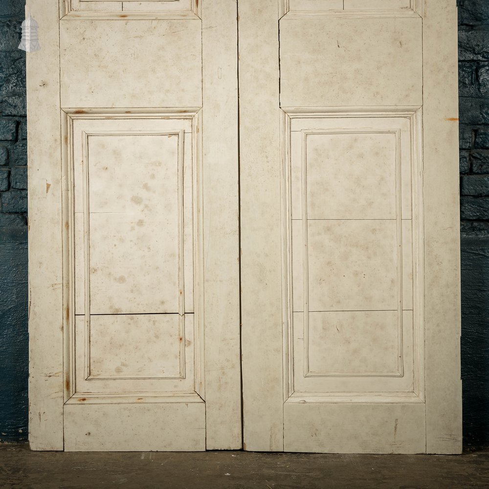 Paneled Double Doors, 3 Panel White Painted Pine