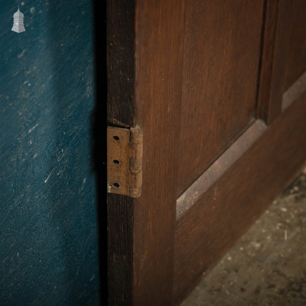 Oak Paneled Door, 5 Panel with Brass Hardware Missing Glazing