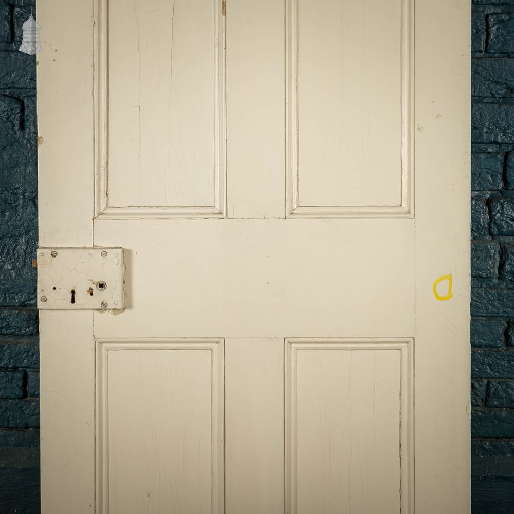 Pine Panelled Door, Victorian 4 Panel, White Painted