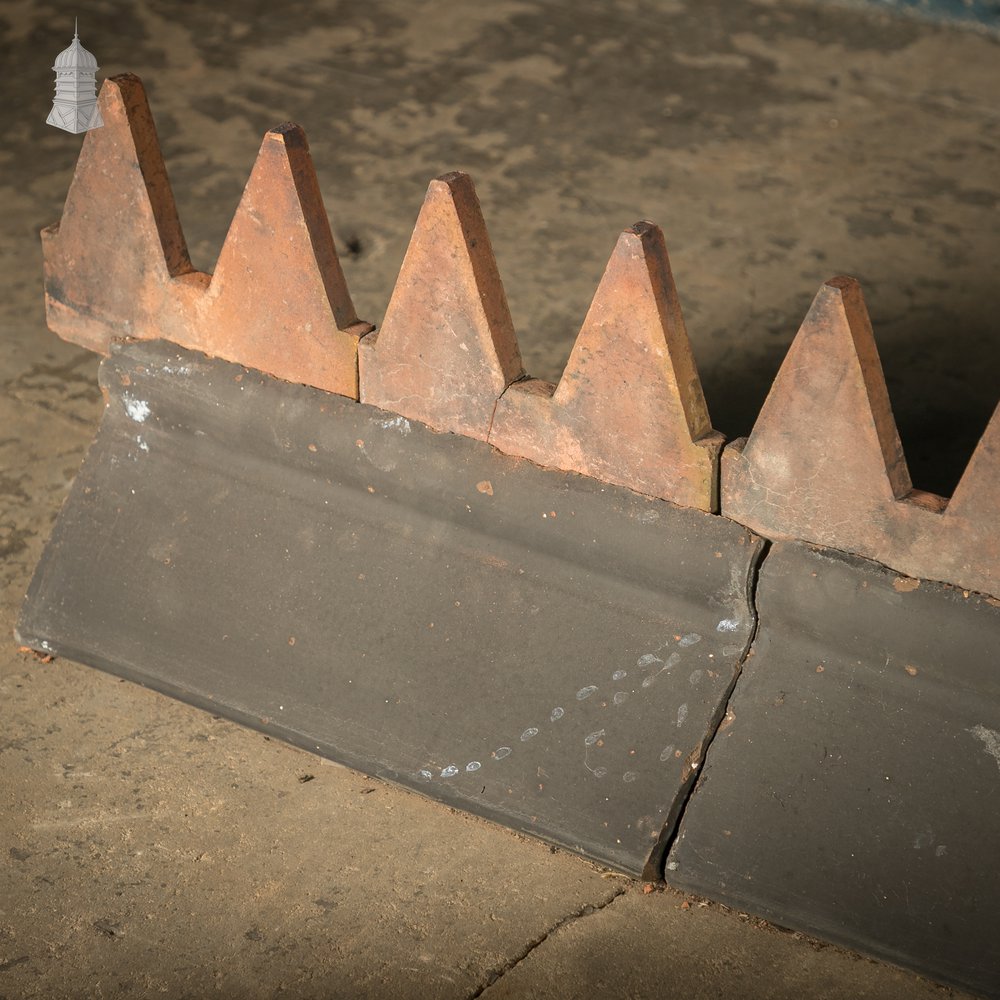 Blue and Terracotta Cox Comb Ridge Tiles, Victorian