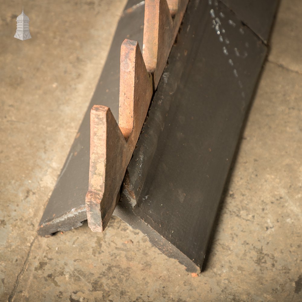 Blue and Terracotta Cox Comb Ridge Tiles, Victorian