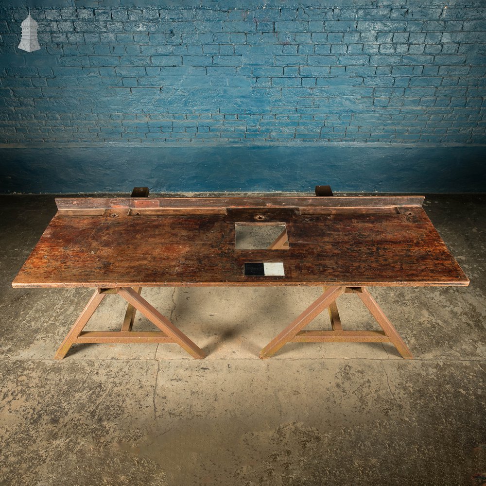 Iroko Worktop, 2.2 Metres Long, Reclaimed From Science Lab With Upstand and Sink Cut Out