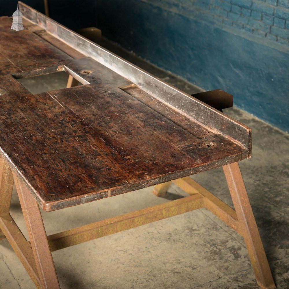 Iroko Worktop, 2.2 Metres Long, Reclaimed From Science Lab With Upstand and Sink Cut Out