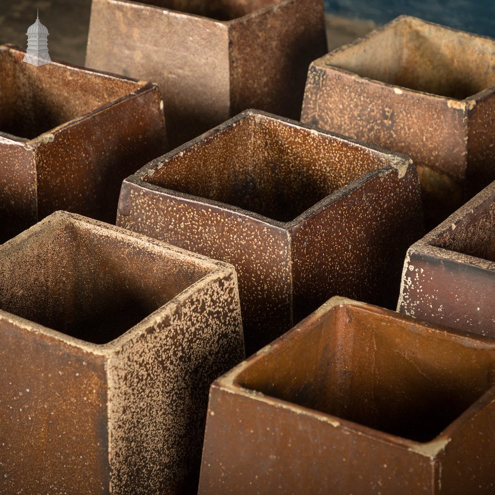 Square Tapered Planters, Open Bottom, Salt Glazed