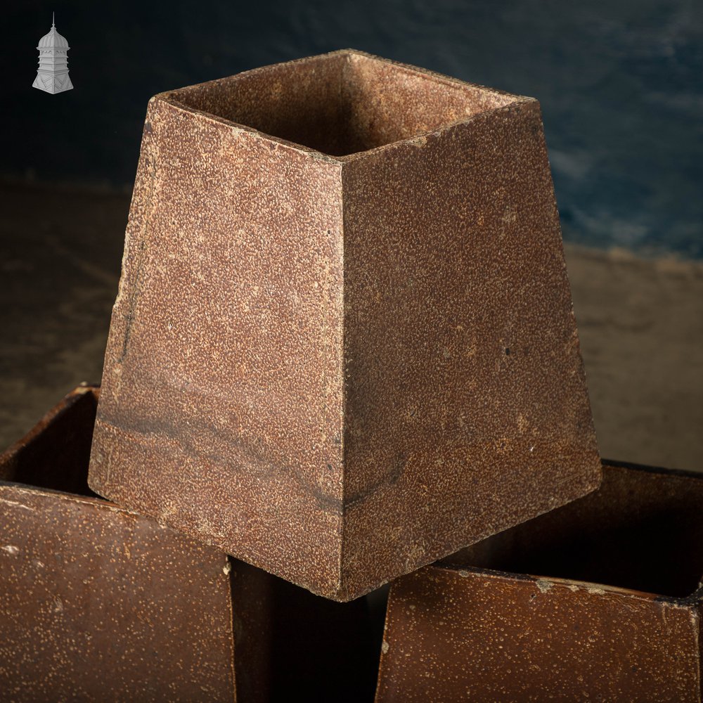Square Tapered Planters, Open Bottom, Salt Glazed