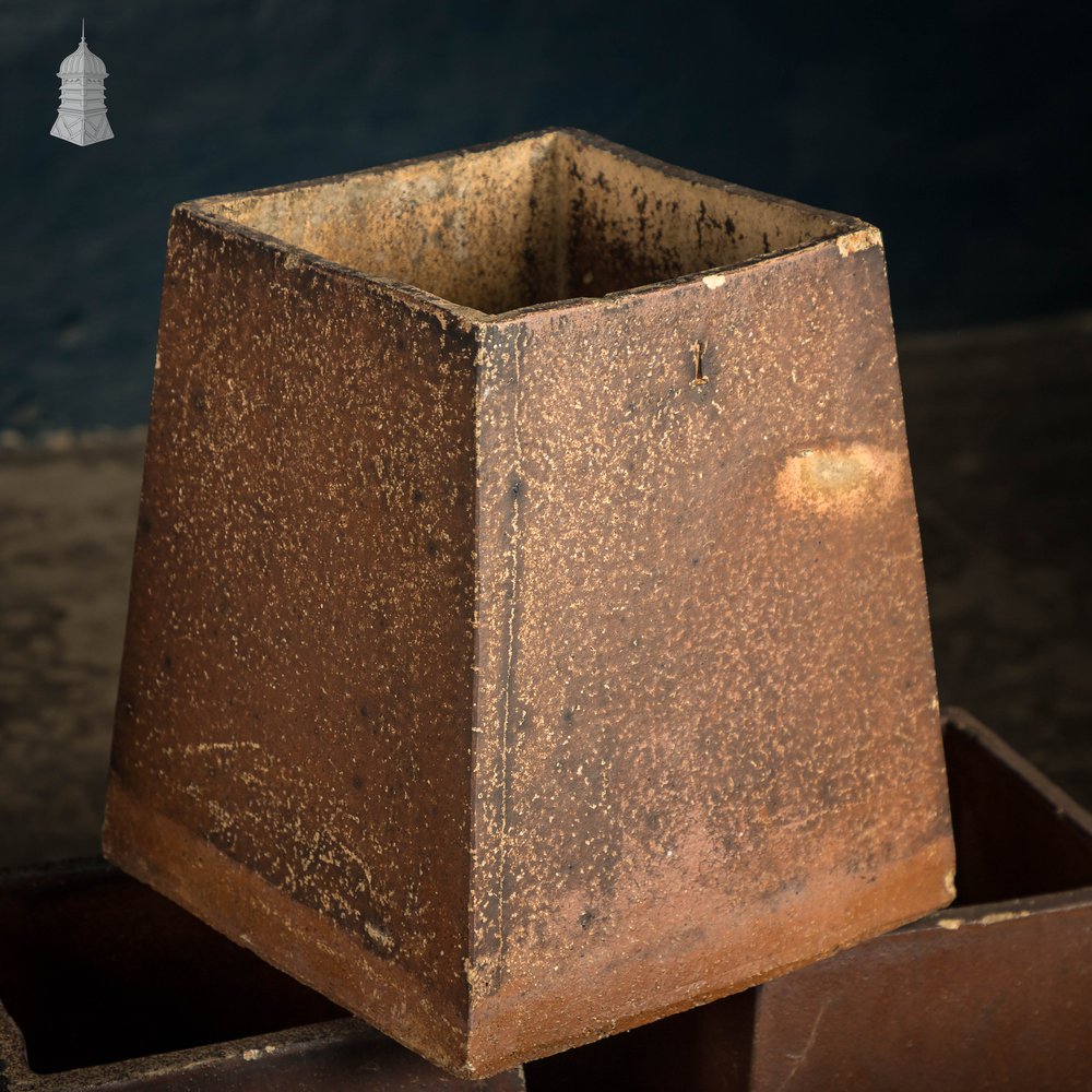Square Tapered Planters, Open Bottom, Salt Glazed