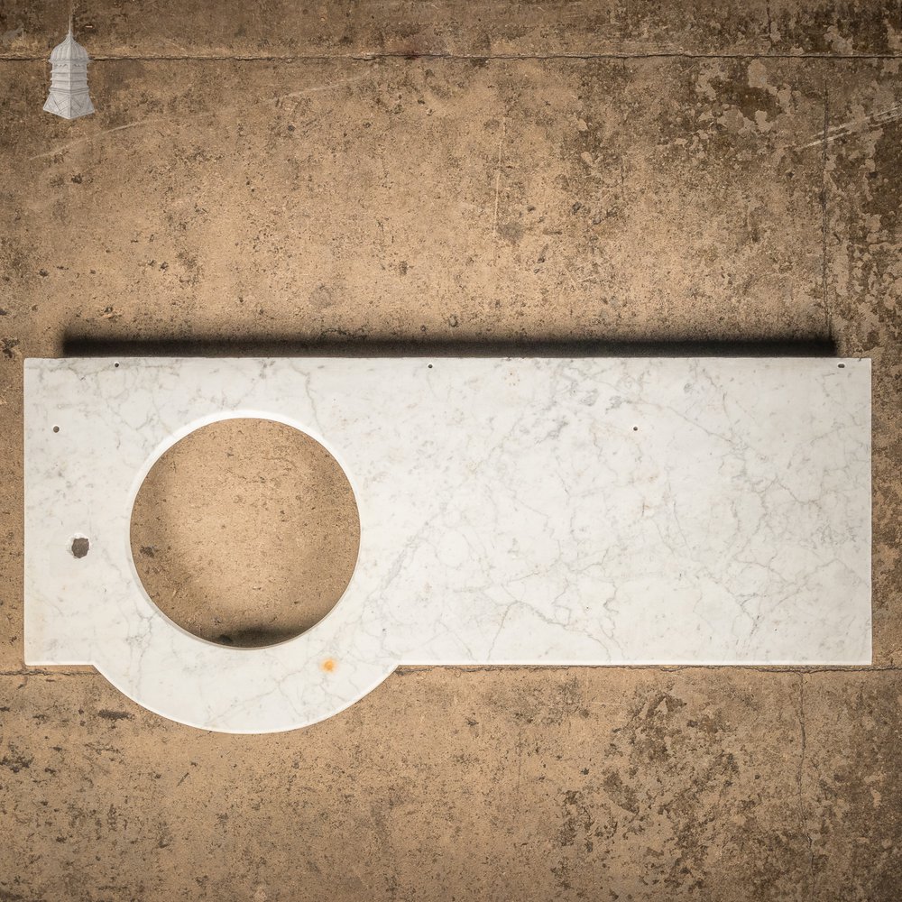 Marble Sink Surround, White Curved Front Marble Worktop with Circular Sink Aperture