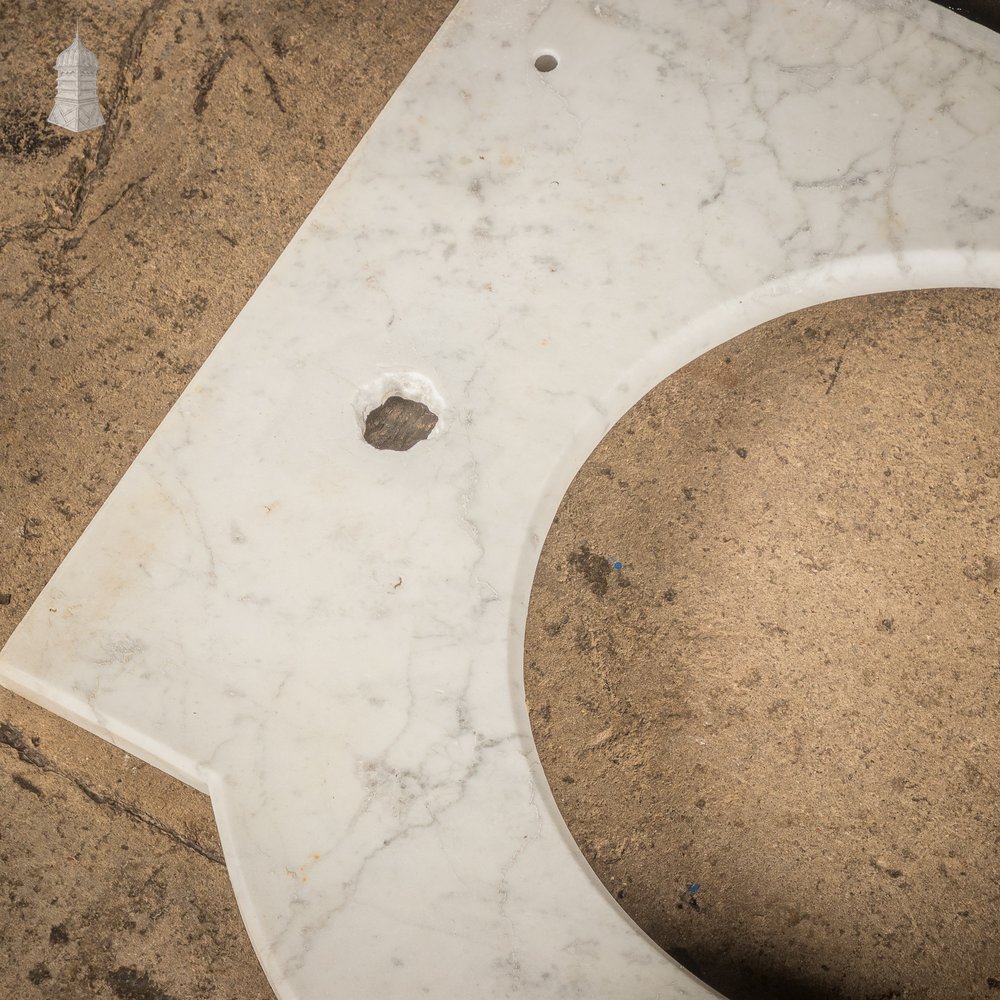 Marble Sink Surround, White Curved Front Marble Worktop with Circular Sink Aperture