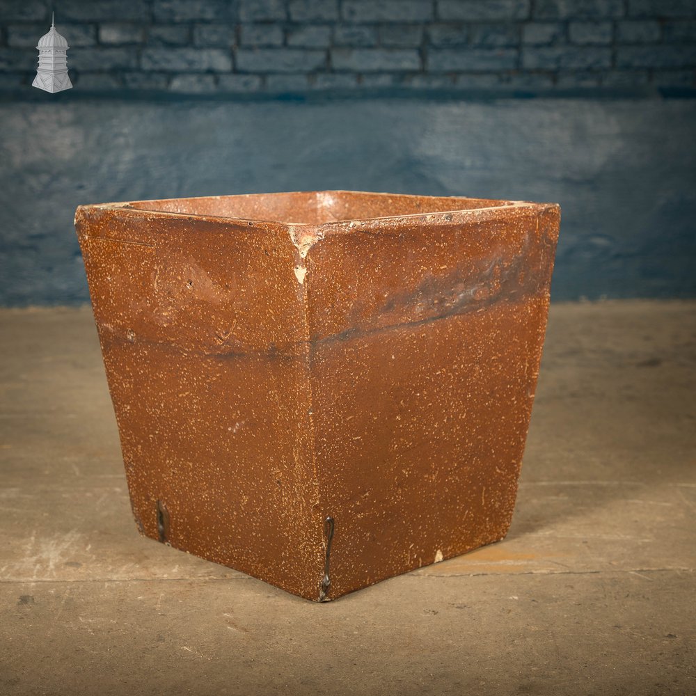 Square Tapered Planters, Open Bottom, Salt Glazed