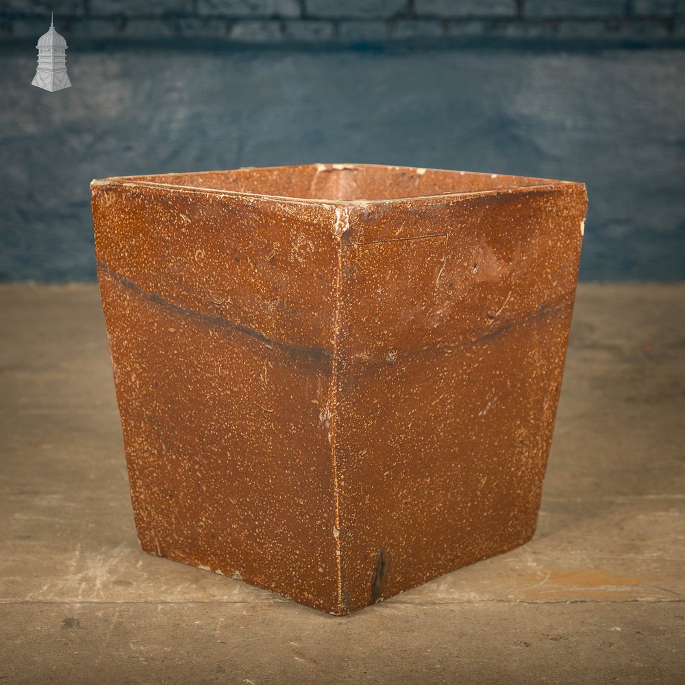 Square Tapered Planters, Open Bottom, Salt Glazed