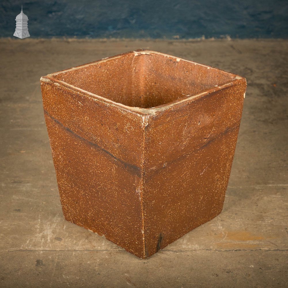 Square Tapered Planters, Open Bottom, Salt Glazed