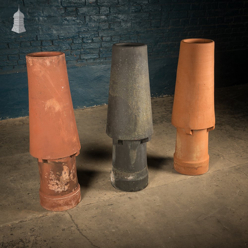 Set of Three Reclaimed Marcone Vented Chimney Pots