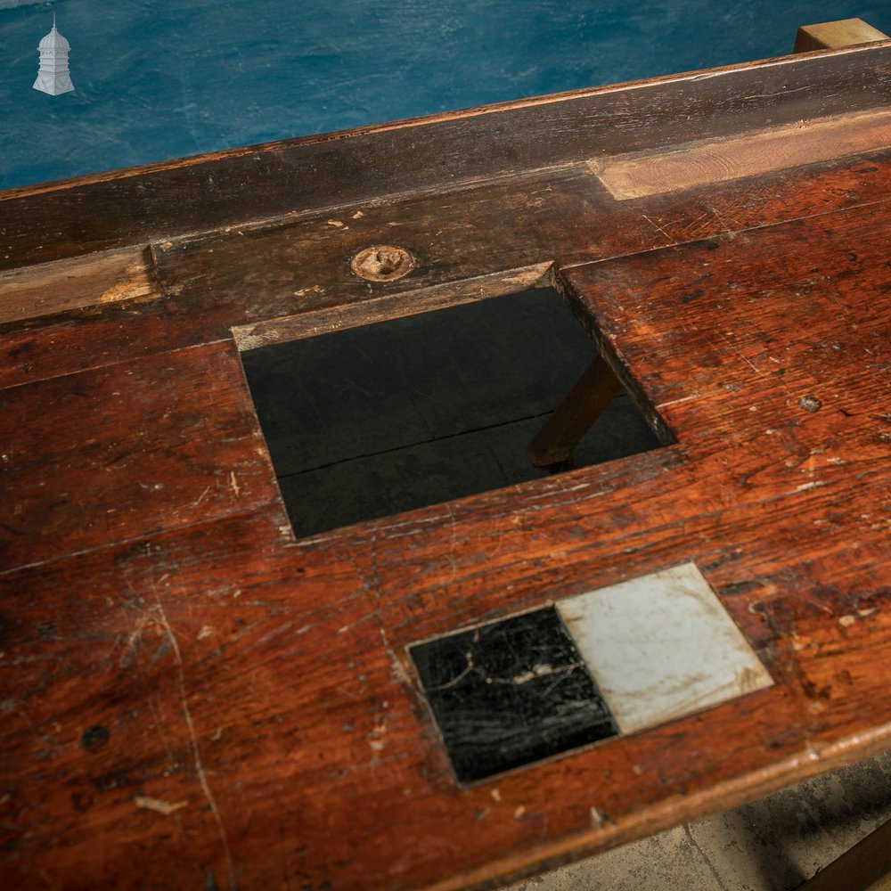 Iroko Worktop, 4.5 Metres Long, Reclaimed From a School Science Lab With Upstand and Sink Cut Out