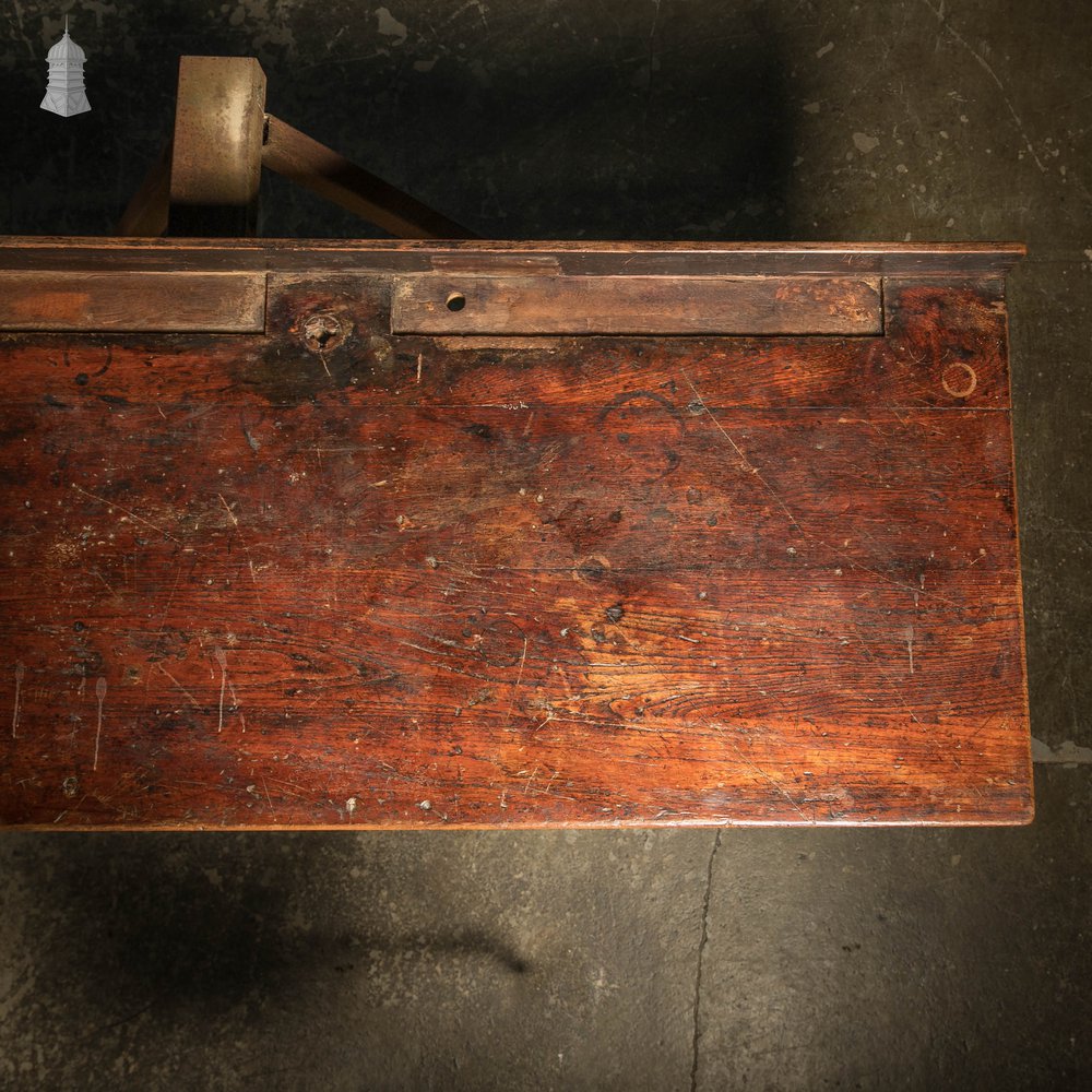 Iroko Worktop, 4.5 Metres Long, Reclaimed From a School Science Lab With Upstand and Sink Cut Out