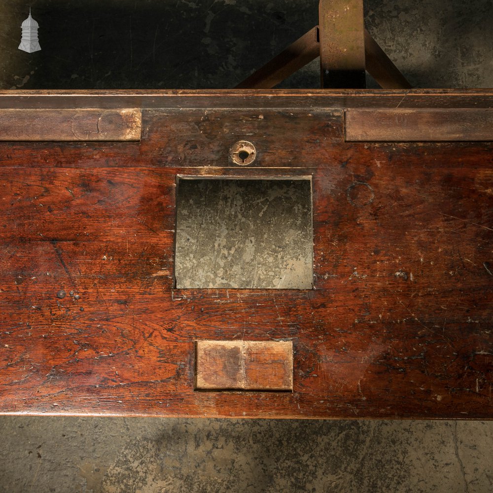 Iroko Worktop, 4.5 Metres Long, Reclaimed From a School Science Lab With Upstand and Sink Cut Out