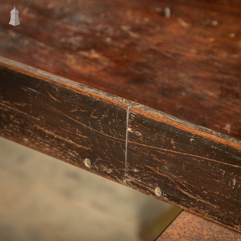 Iroko Worktop, 4.5 Metres Long, Reclaimed From a School Science Lab With Upstand and Sink Cut Out