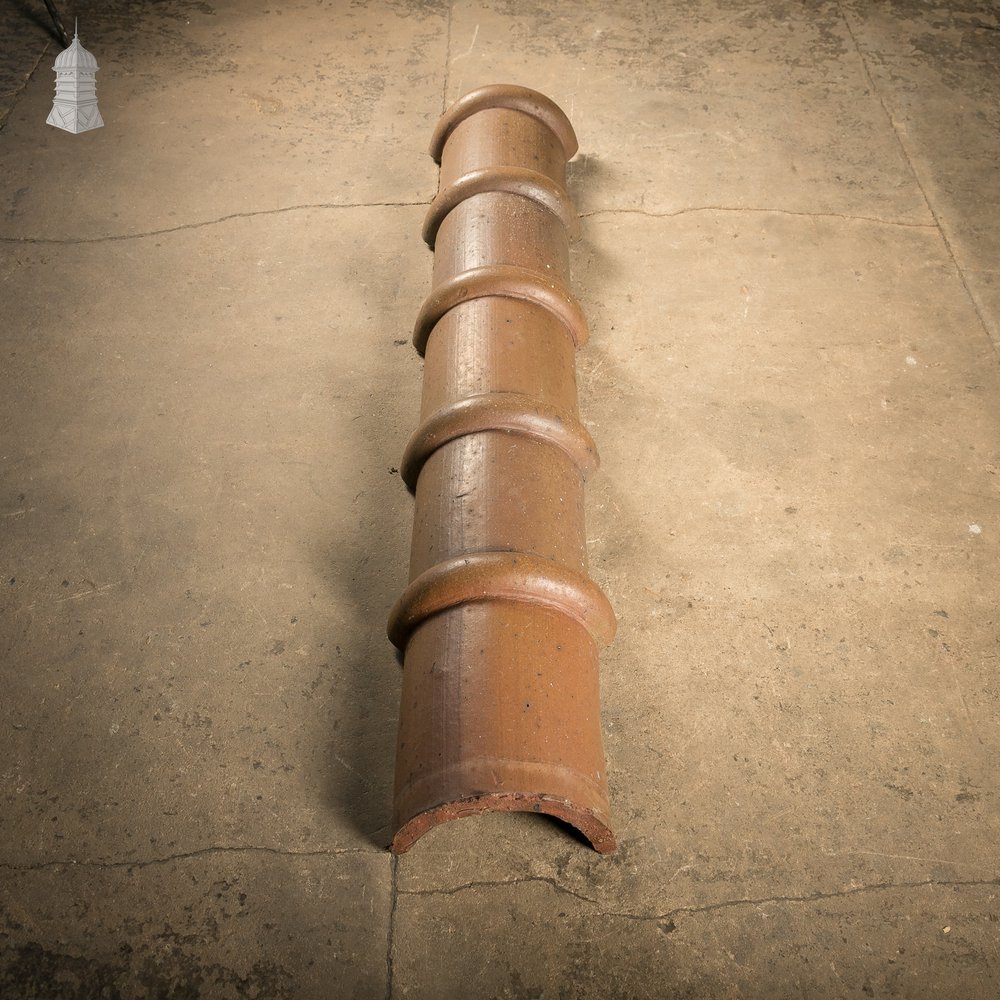 Capped Interlocking Terracotta Ridge Tiles, Batch of 23