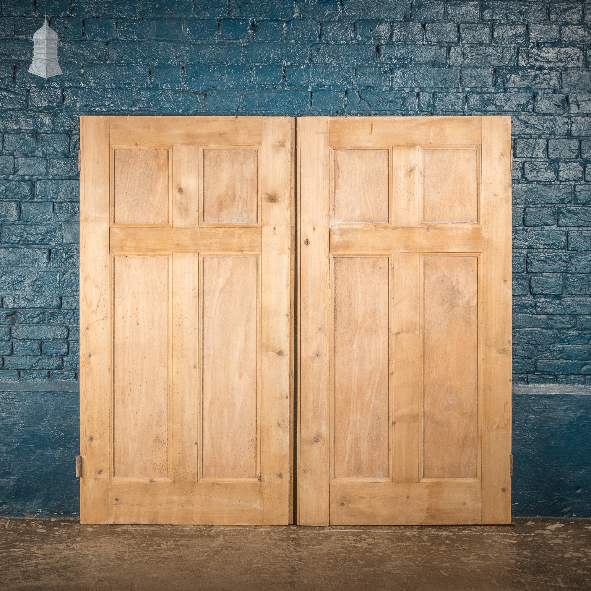 Pine Cupboard Doors, Victorian panelled pair Norfolk Reclamation