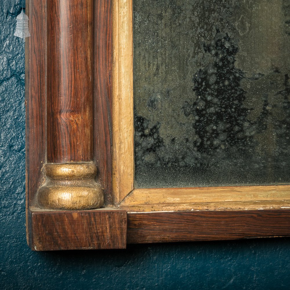 Rectangle Oak Mirror with Columns & Gilt Decoration, 19th C