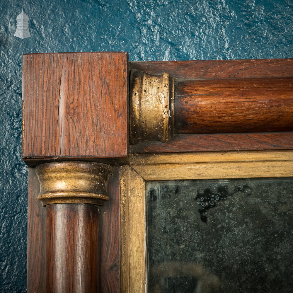 Rectangle Oak Mirror with Columns & Gilt Decoration, 19th C