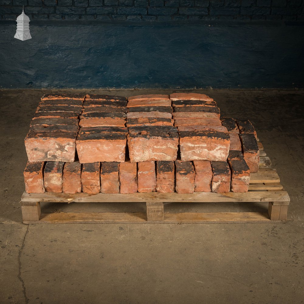 Curved Red Bricks, Reclaimed, Batch of 66