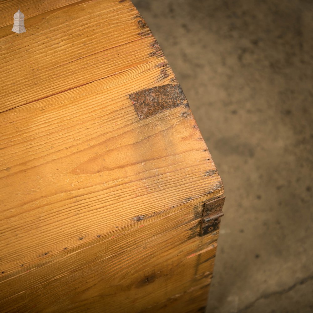 Dome Top Trunk, 19th C Pine Blanket Box Wooden Chest