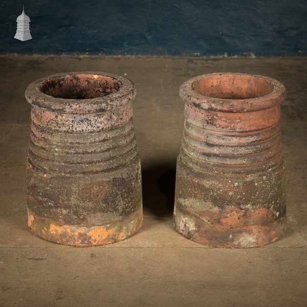 Ribbed Beehive Chimney Pots, Pair