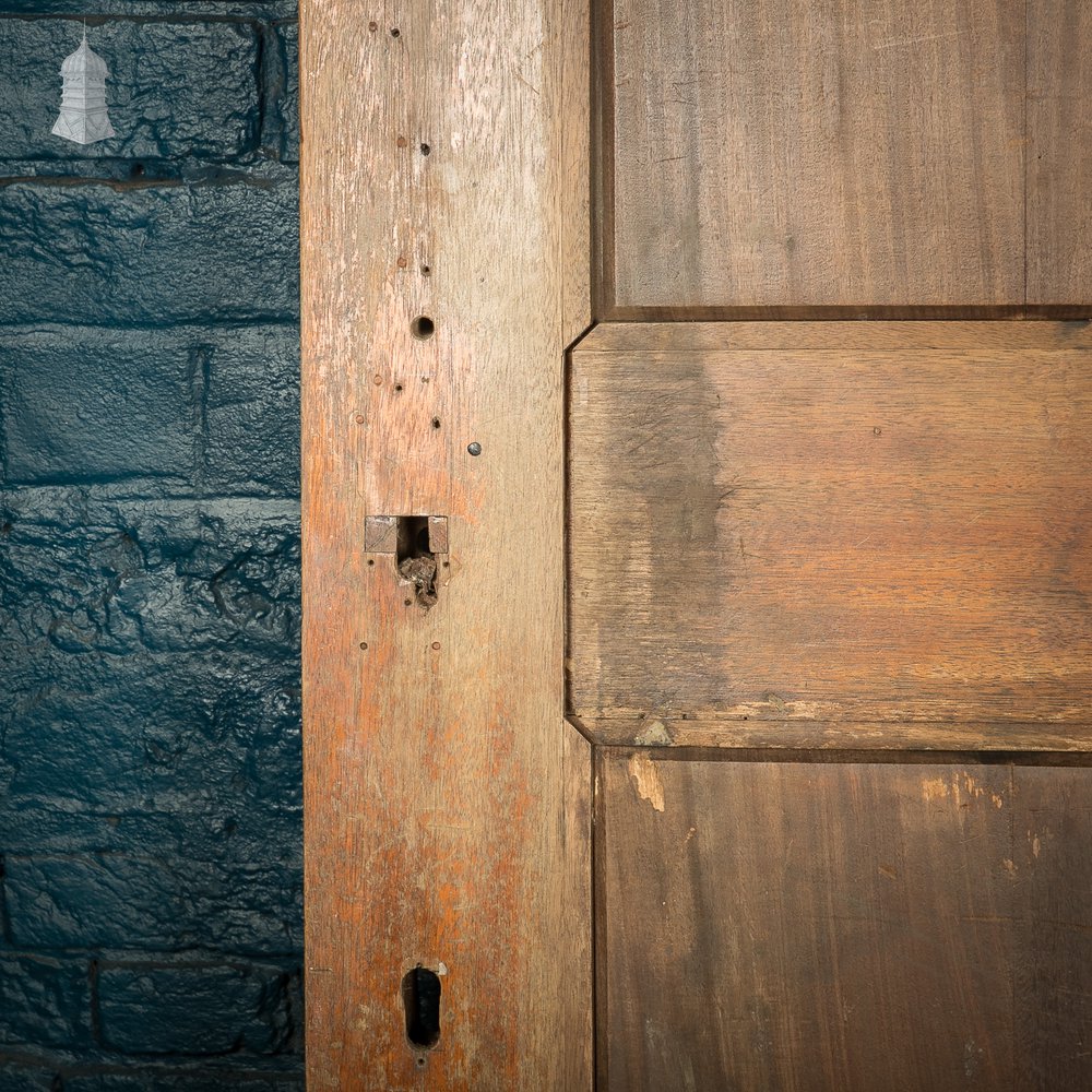 Hardwood Entrance Door, Wide, Early 20th C Paneled Mahogany